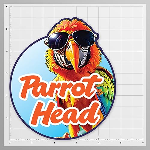 Miniatura 6 de Jimmy Buffett - Calcomanía para cabeza de loro, para coches, camiones, ventanas, parachoques, laptops, paredes, tazas, 5.5 x 4.75 pulgadas