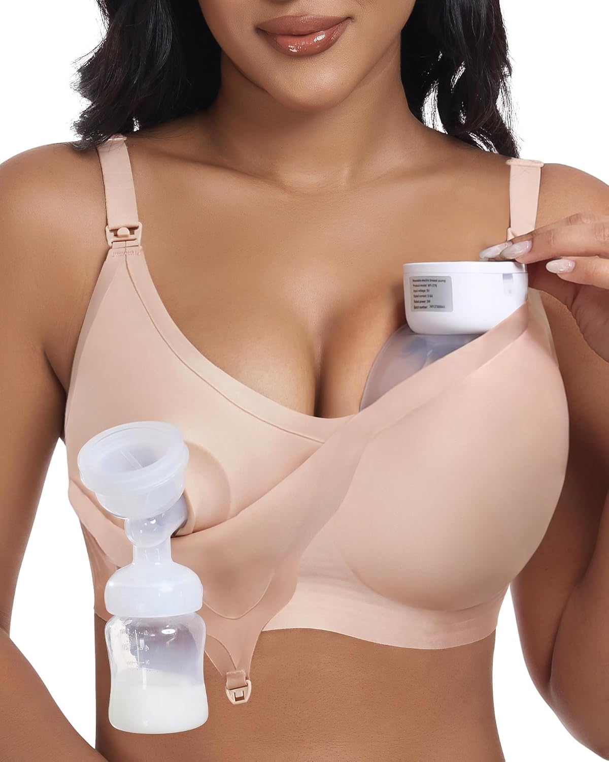 As Fairy Wireless Seamless Pumping Bra Hands Free Nursing Bra Wirefree Comfort Wearable Breast Pump Brass