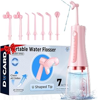 Cordless Water Flosser with U-Shaped Nozzle, 350ML Tank, 7 Jet Tips