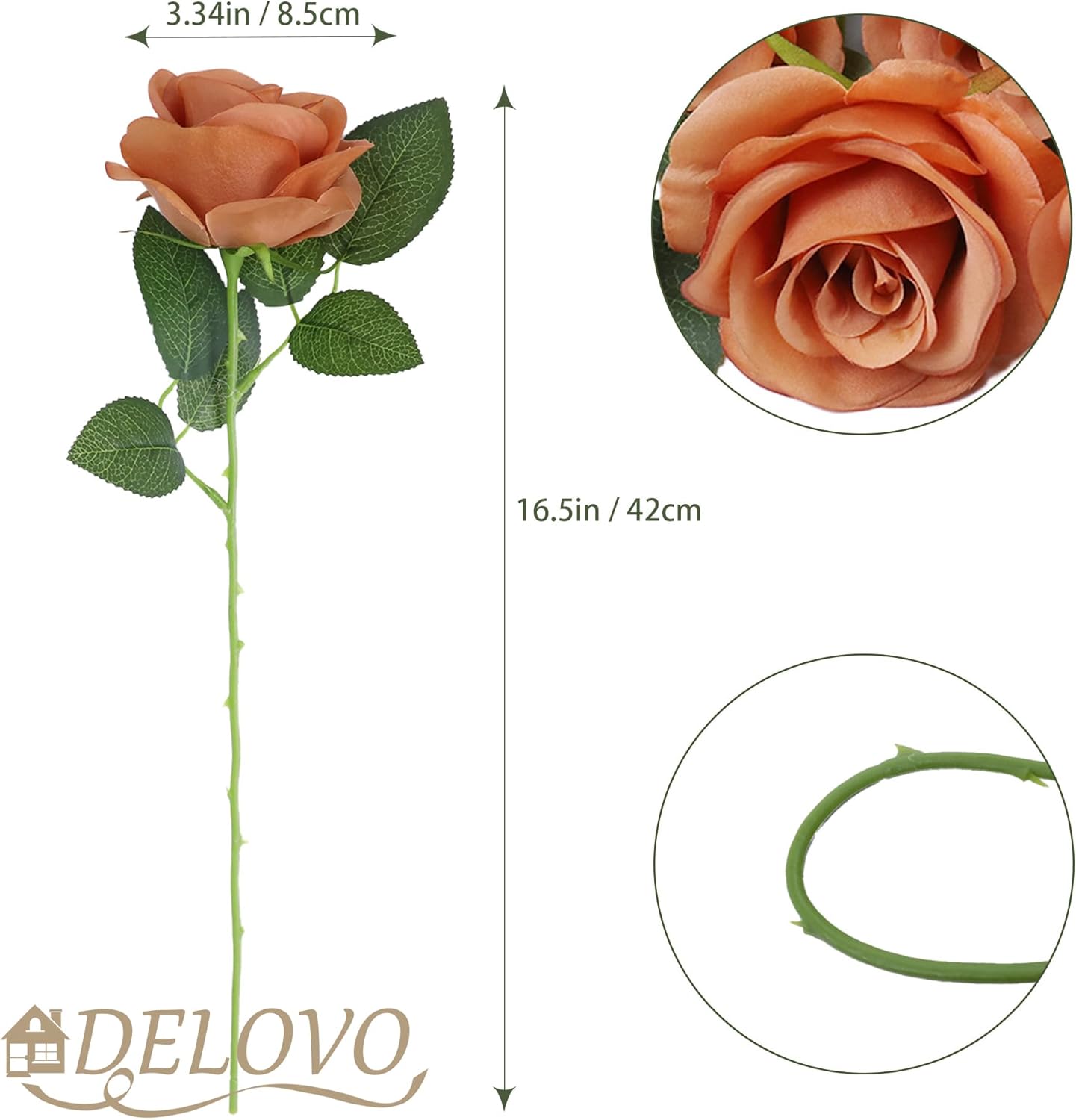 52pcs Terracotta Roses Artificial Flowers Fake Flowers Silk Roses with Stems for DIY Wedding Bouquets Bridal Shower Centerpieces Arrangements Party Decorations - Image 2