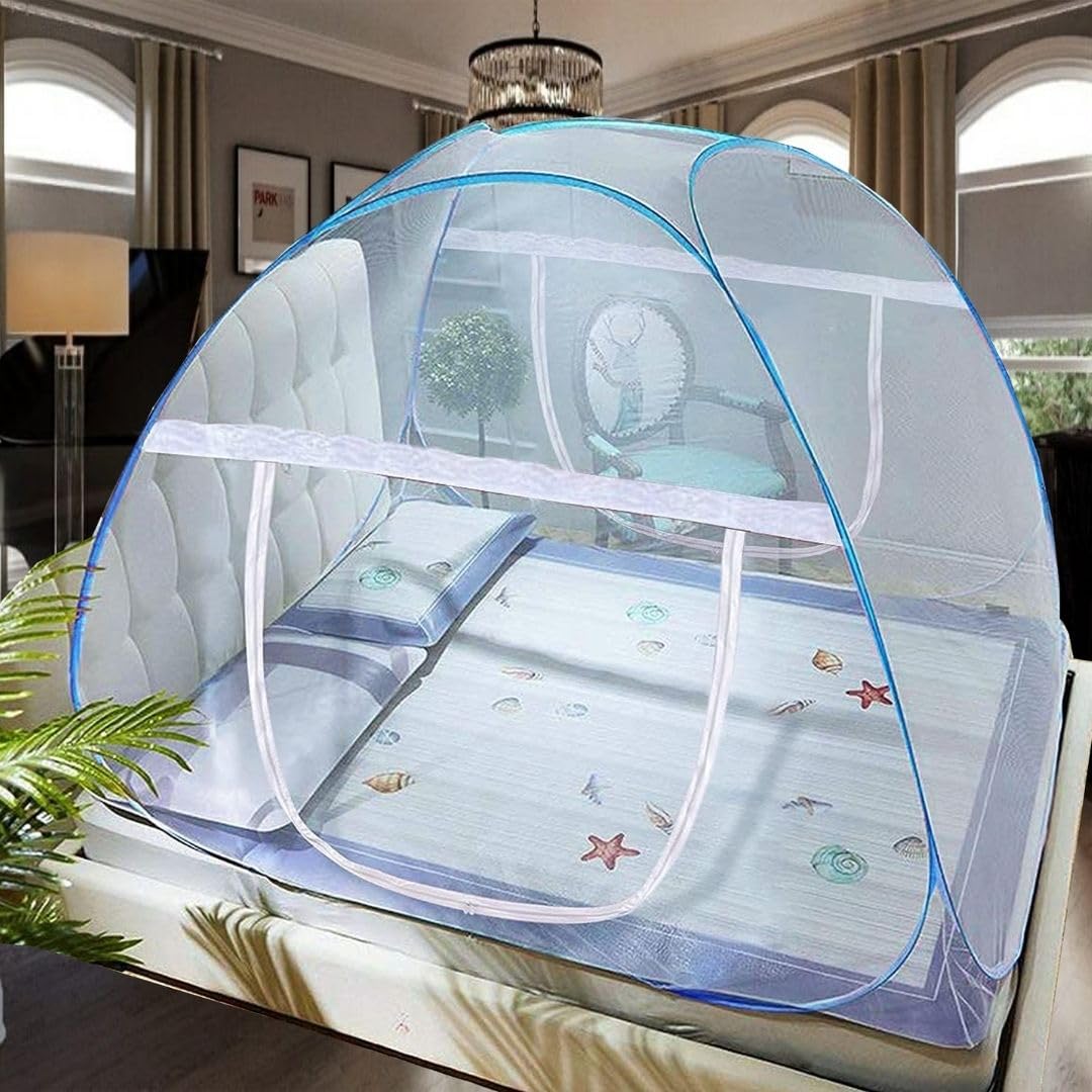Didhiti Poly Cotton Mosquito net Tent for Double Bed (6 by 6.5)| high Density Poly Ethylene moskitto NAT for Double Bed 3 Person Easily fit on sutable for 6.5x6ft, 5.5 * 6, 5.5x7 Bed Size (White)-image-35