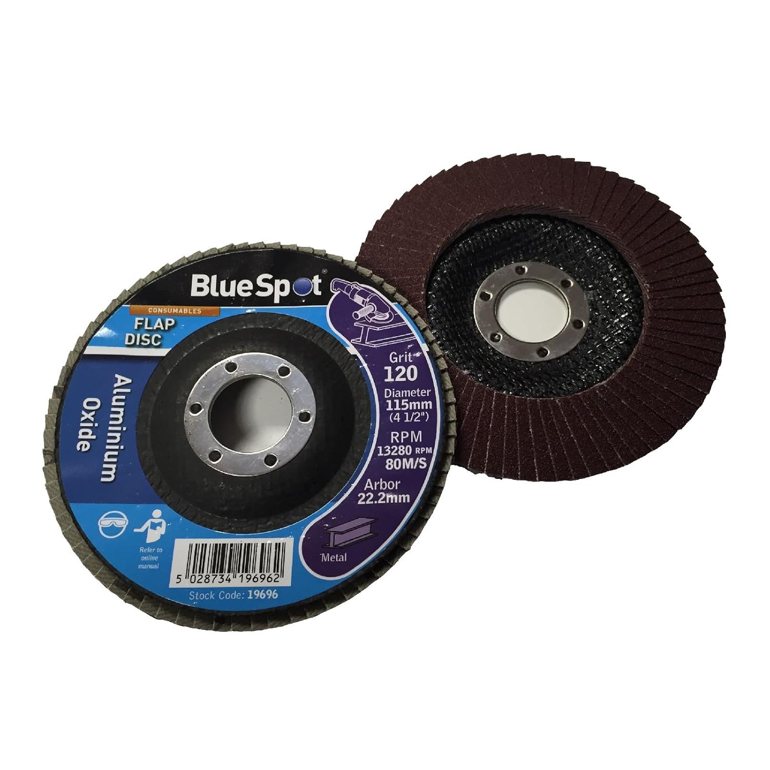 20 x 115mm Flap Disc 120 Grit Angle Grinder Sanding Aluminium Oxide
