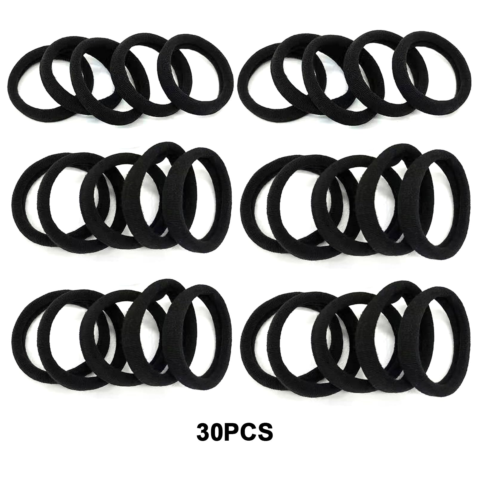 30Pcs Ponytail Holders, Seamless Hair Ties, Stretchy Soft Hairbands Elastic Hair Accessories for Women Girls.(Black) - Image 2