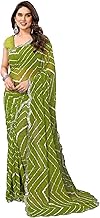 TTH THE TEXTILE HUB Women's Bollywood Trendy Georgette Leheriya Printed Saree With Blouse Piece