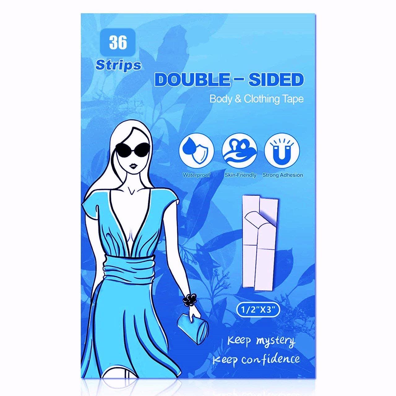 DarbeeDouble Sided Tape for Fashion Clothes and Body Fabric Tape for Women (36 Strips) All Skin Tones, Sweatproof Clothing Tape for Securing Necklines, Dress, Scarves, Straps (36 strip)