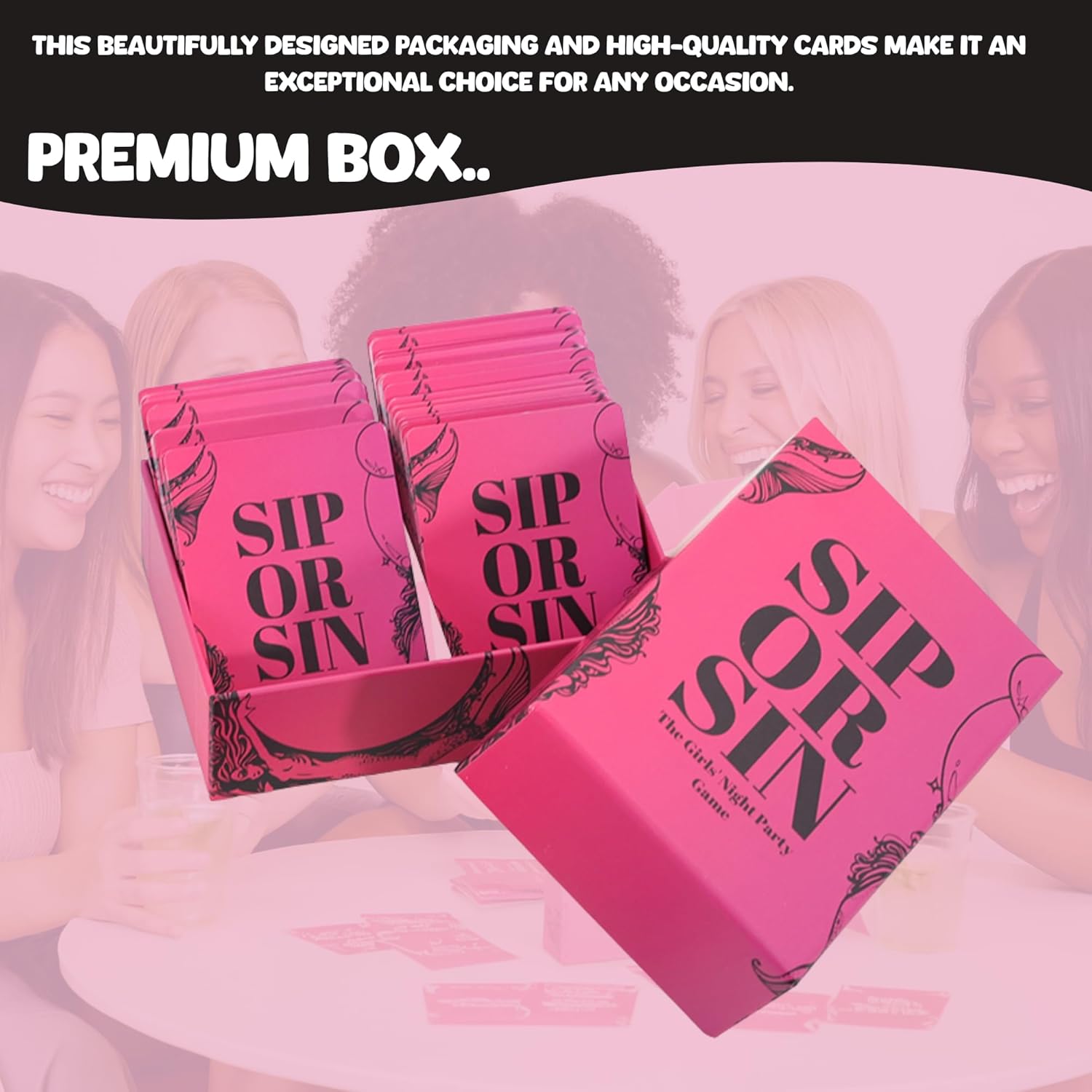 Sip Or Sin – Girls Night Game, Bachelorette Party Game, Fun Drinking Card Game for Adults, Hilarious Party Game for Bachelorette Night & Girls Night Out