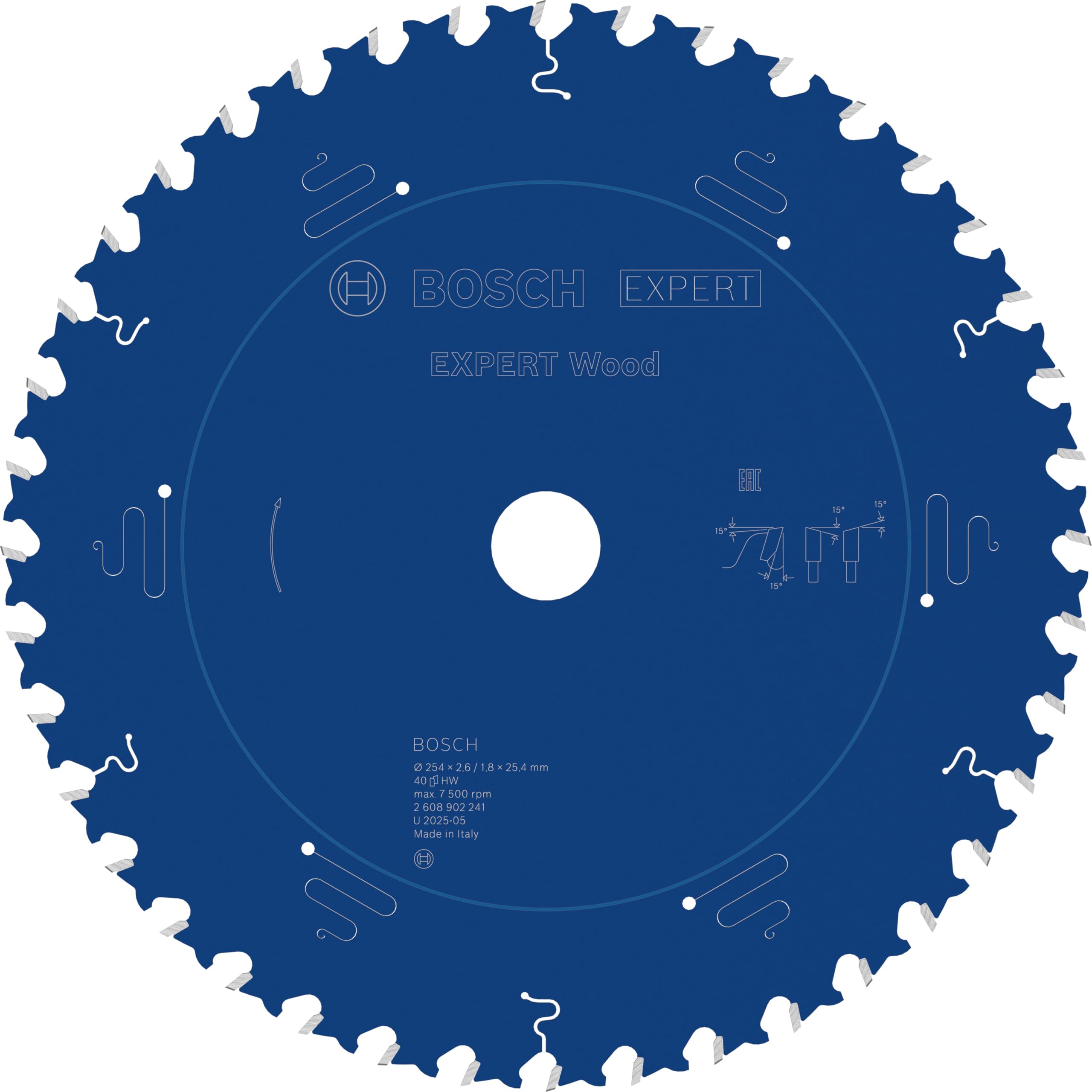 Bosch 1x Lama per sega circolare EXPERT per Wood cablata per seghe da banco (per Legno tenero, Legno duro, Ø mm, Professional Accessorio Sega circolare a filo da banco)