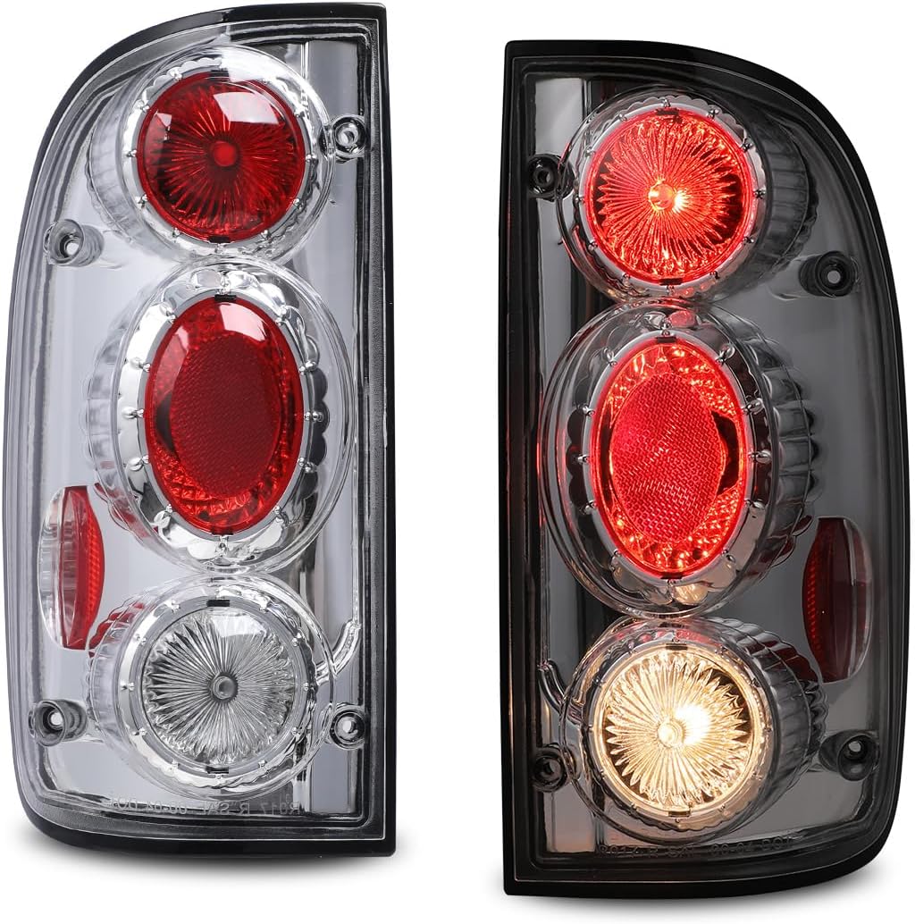 CPW OEM Tail Lights Assembly Compatible with 2001 2002 2003 2004 Toyota Tacoma Altezza, 1 Pair Rear Lamps Replacement For Tacoma Altezza Driver and Passenger Side (Chrome Housing Clear Lens)