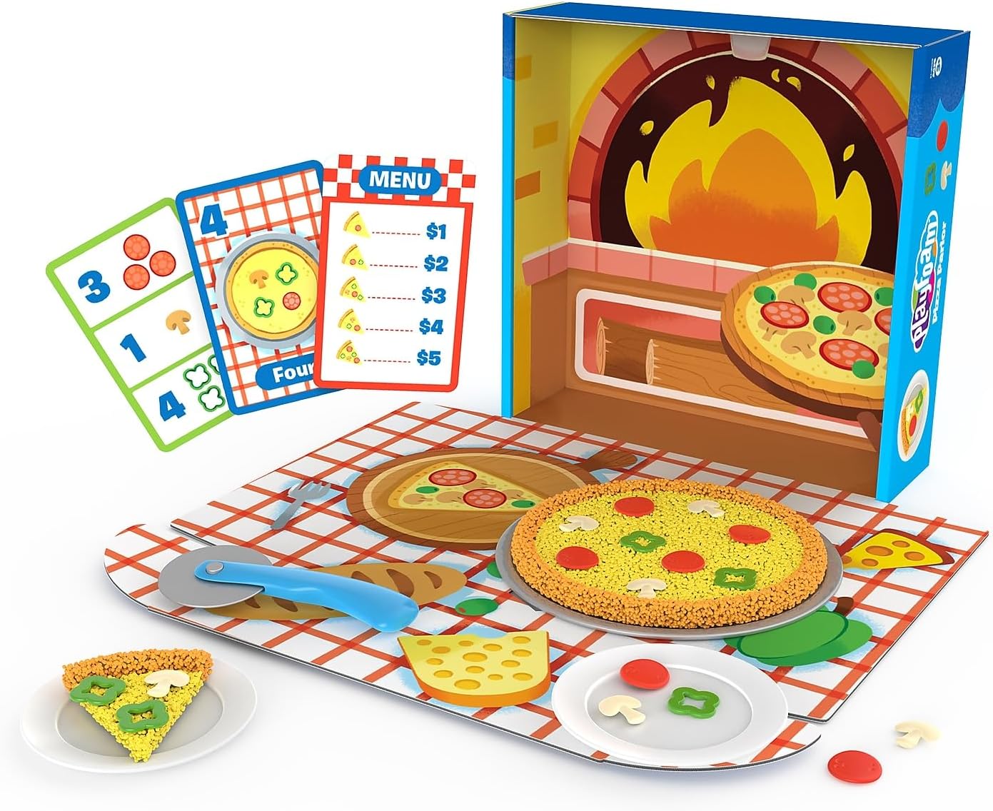 Educational Insights Playfoam Pizza Parlor - Preschool Sensory Toys and Sensory Play Foam for Kids, Pretend Play Activities with Squishy Foam Food, Mess Free Slime Alternative for Toddlers