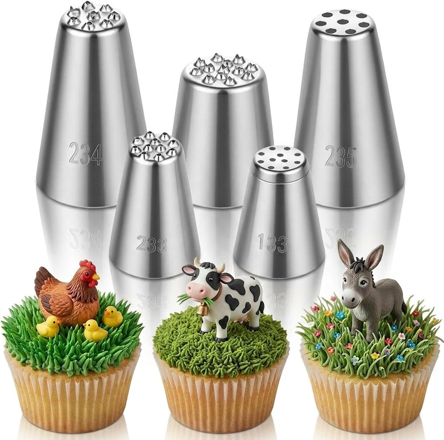 5Pcs Grass Piping Tip, Grass Tip for Cake Decorating Cupcakes & DIY Baking Supplies