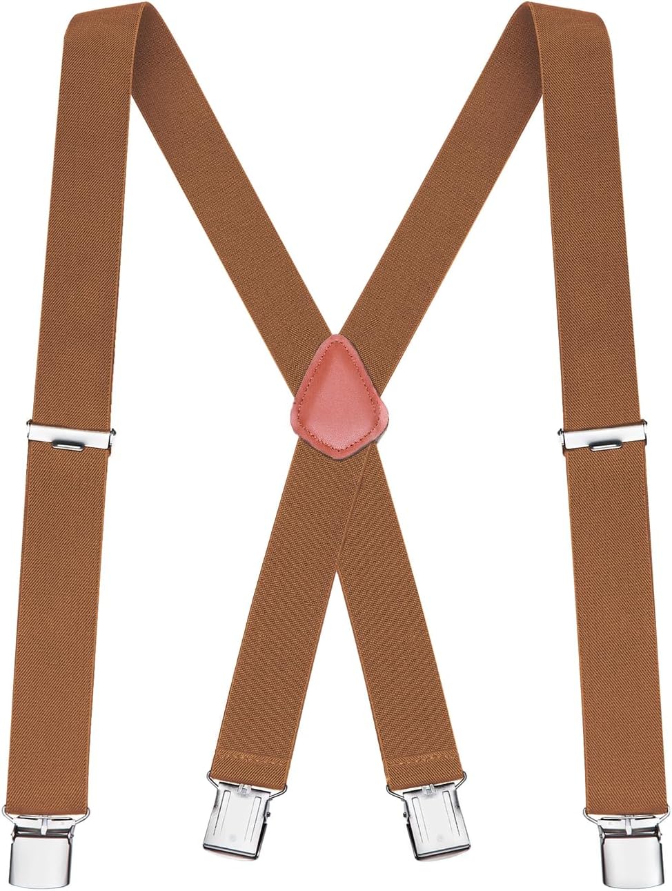 Buyless Mode Bretels voor Mannen - 48 Elastisch Verstelbaar Bandjes 1 1/4 - Y Terug Met Metaal Haken - 5137-Brown