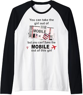 Mobile Girl - Mobile Boarding Pass Raglan Baseball Tee