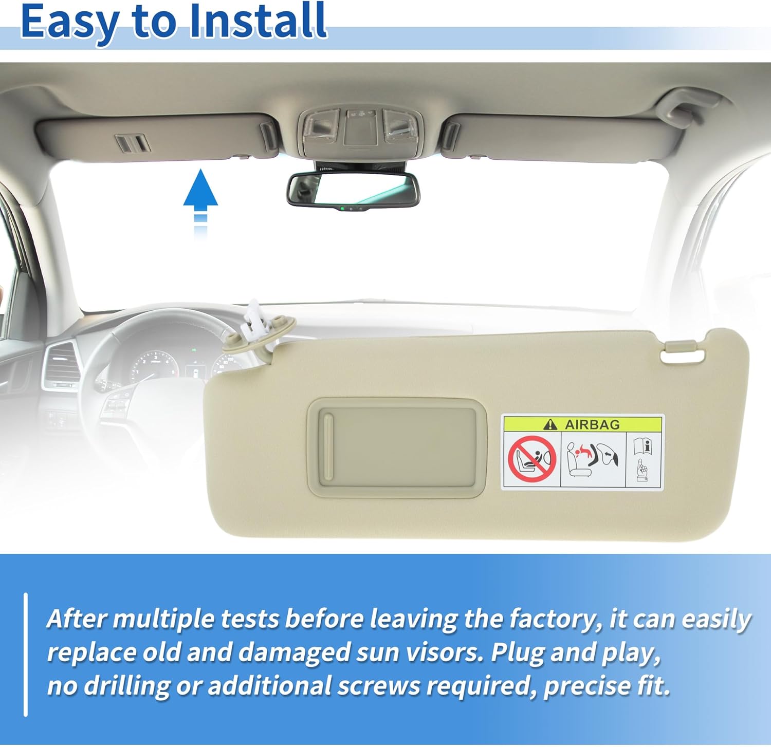 Left Side Sun Visor Fit for Lexus GX460 2010-2023 for Toyota Land Cruiser & Prado KDJ155 / KDJ150 2009-2023 Replace No.74320-60D22-A0 Sun Protection Shade Sunshade Beige