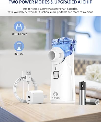Miniatura 8 de Nebulizador portátil - Nebulizador para adultos y niños, máquina nebulizadora para adultos y niños con 3 máscaras nebulizadoras