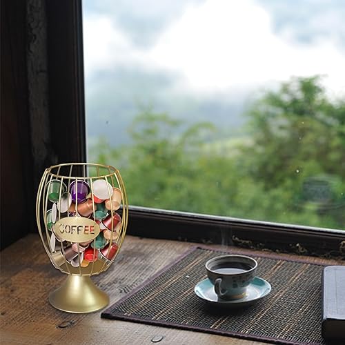 Miniatura 5 de Soporte para cápsulas de café, organizador de cápsulas de café de alambre de metal, cesta de almacenamiento de gran capacidad para mostrador de