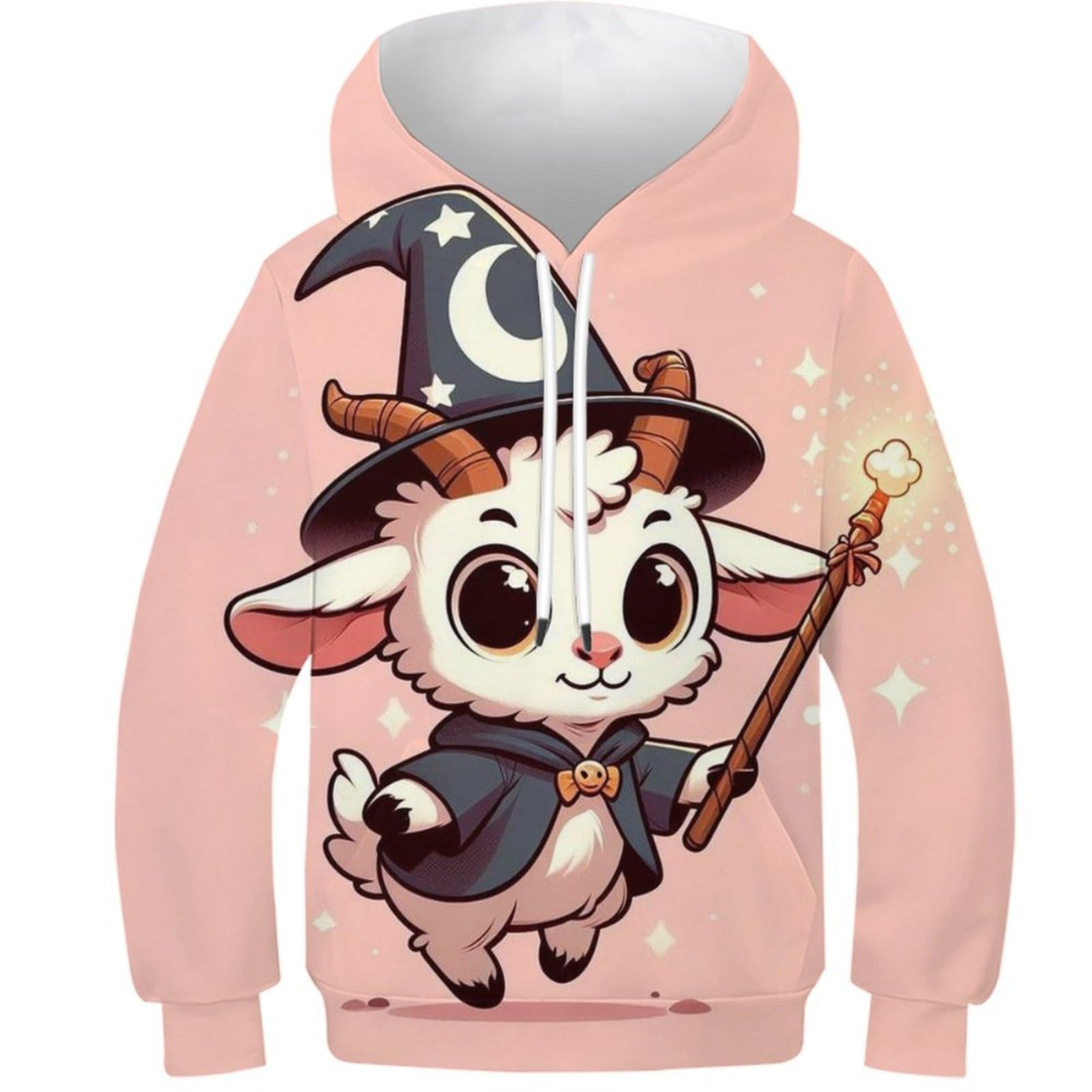 Cabra Sudaderas con Capucha para Niño Y Niña 3D Hoodie Impresión Sueltos Jerséis Sudadera Ligera Sudadera con Cordón Y Bolsillos 6-15 Años