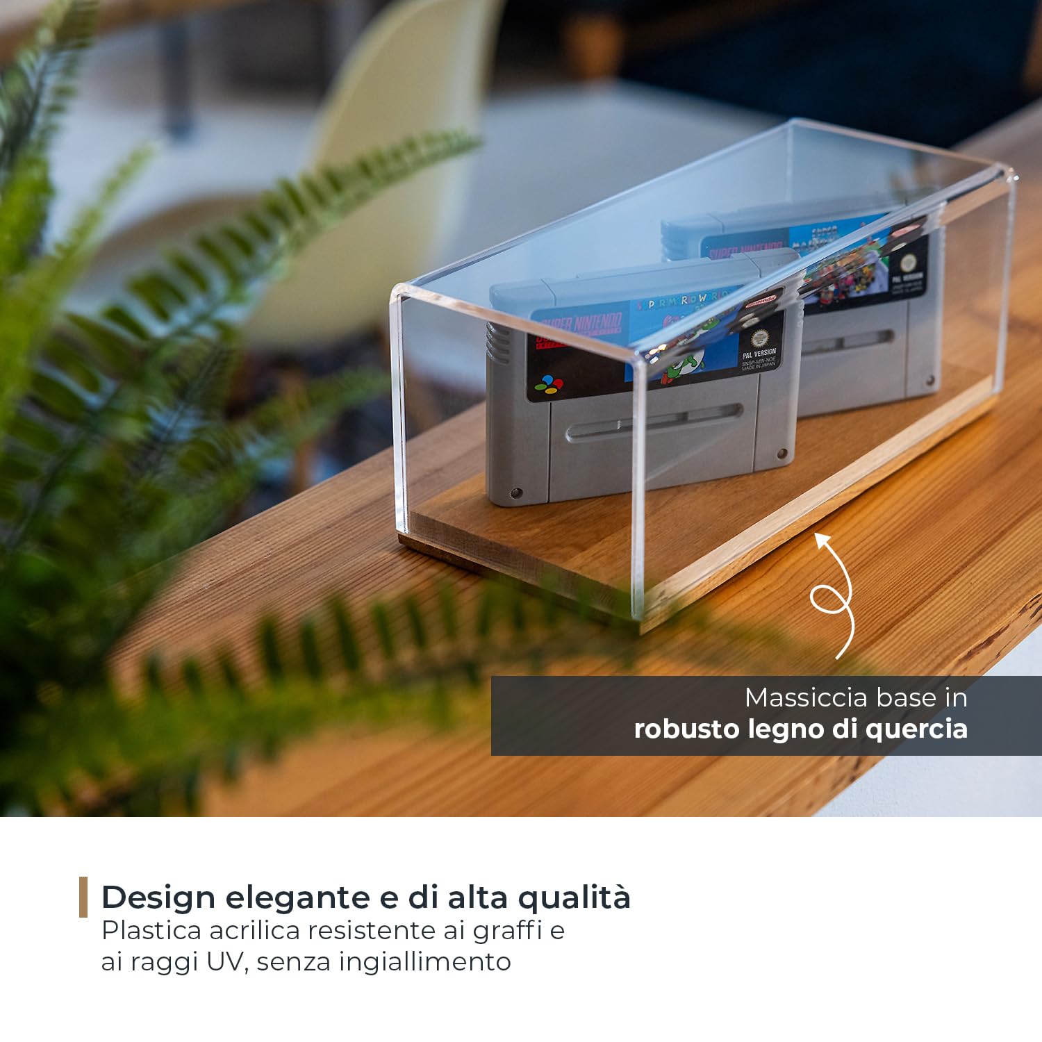 HMF 46873 Vetrina espositiva, Vetrina acrilica con base in legno per figurine | 30 x 15 x 14 cm | Trasparente
