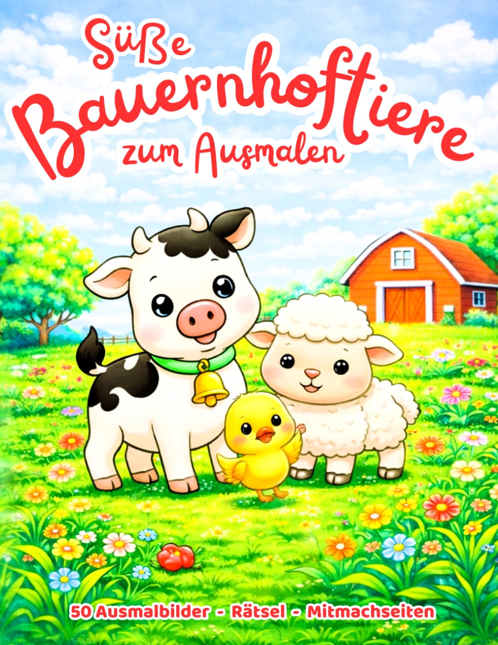 Süße Bauernhoftiere zum Ausmalen - 50 Ausmalbilder, Rätsel und Mitmachseiten.: Bauernhof Abenteuer für kleine Entdecker