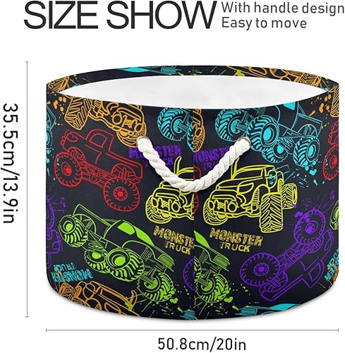 Miniatura 2 de Cesta de almacenamiento redonda grande con grafiti para camión, cesta para cuarto de bebé, organizador de almacenamiento de juguetes, bolsa de