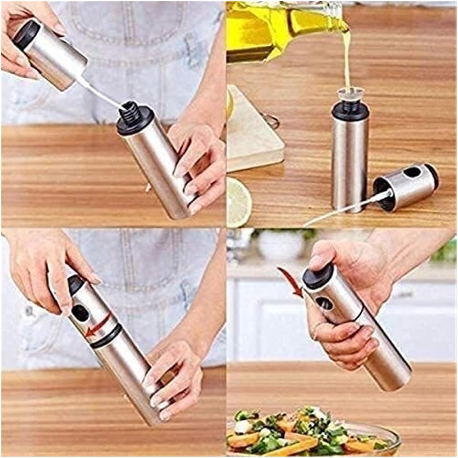 Oil and Vinegar Dispenser Oil and Vinegar Dispenser, Stainless Steel Oil Vinegar Sprayer Spraying Bottle Mist for Cooking Paste Salads BBQ,Kitchen Accessories Cooking