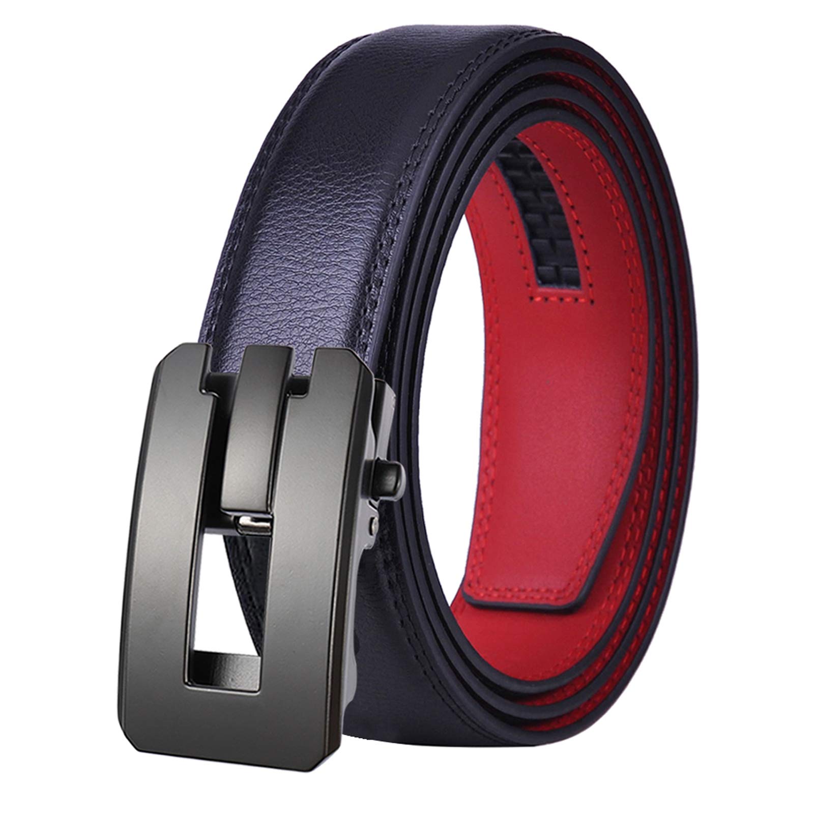 Mens Belt, Ratchet Belt Dress with Genuine Leather, Slide Belt with Easier Adjustable Buckle, Trim to Fit