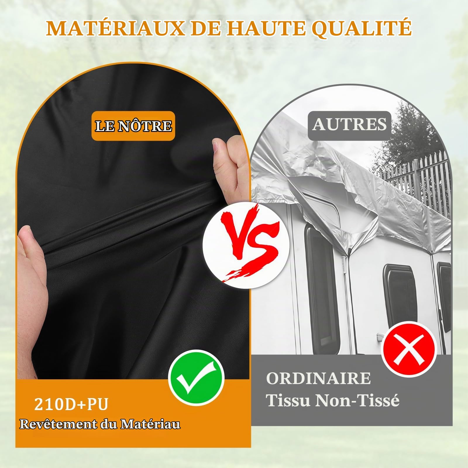 EXLECO Bâche de protection pour caravane 7,5 x 3 m - Imperméable - Résistante au soleil - Résistante aux intempéries - Pour camping-car de voyage - Bâche de protection de toit en tissu Oxford 210D