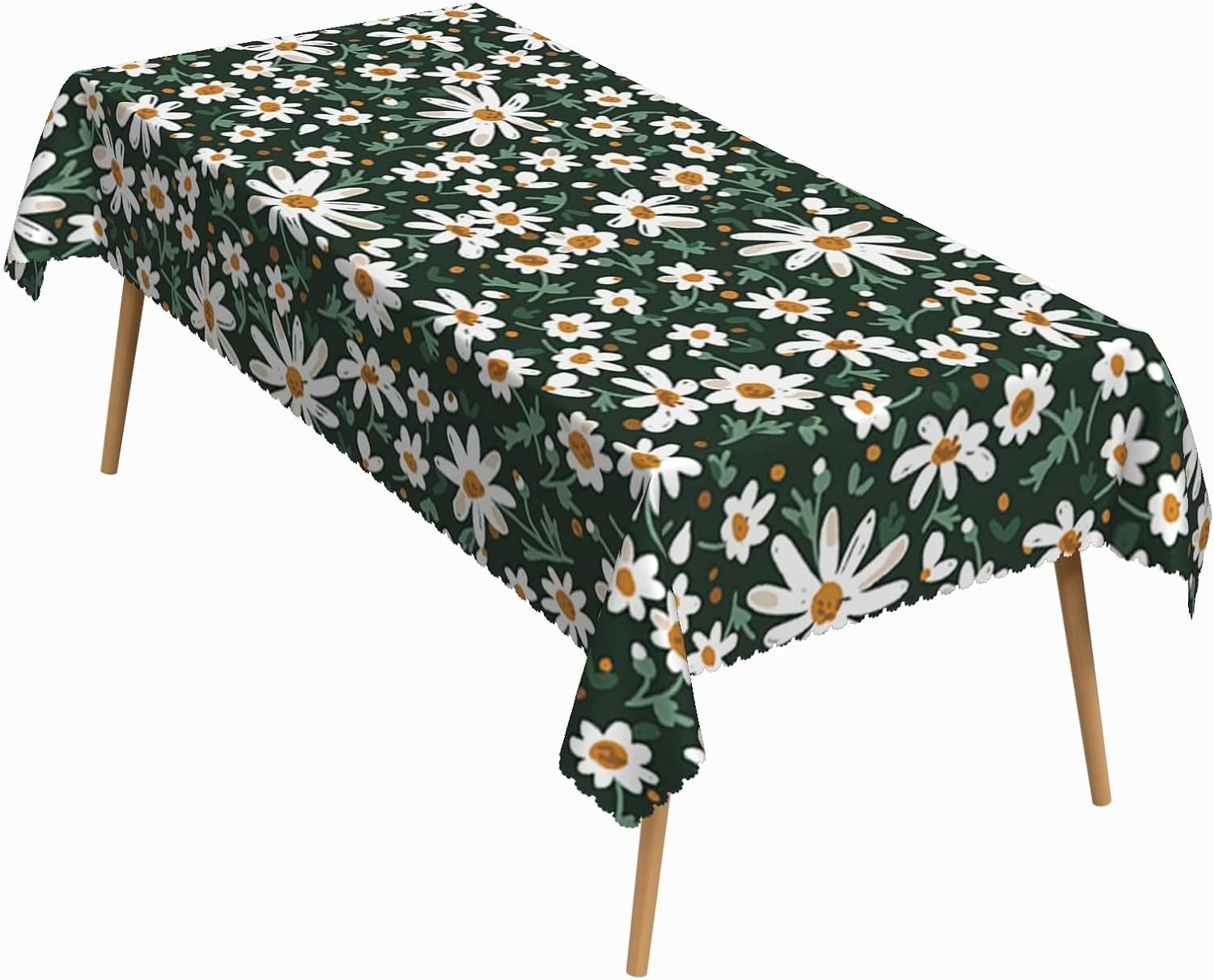 60x102 Inch Floral Rectangle Tablecloth Abstract Oil Painting Daisy Table Cloth Waterproof Durable Table Cover for Picnic Patio Garden Decor