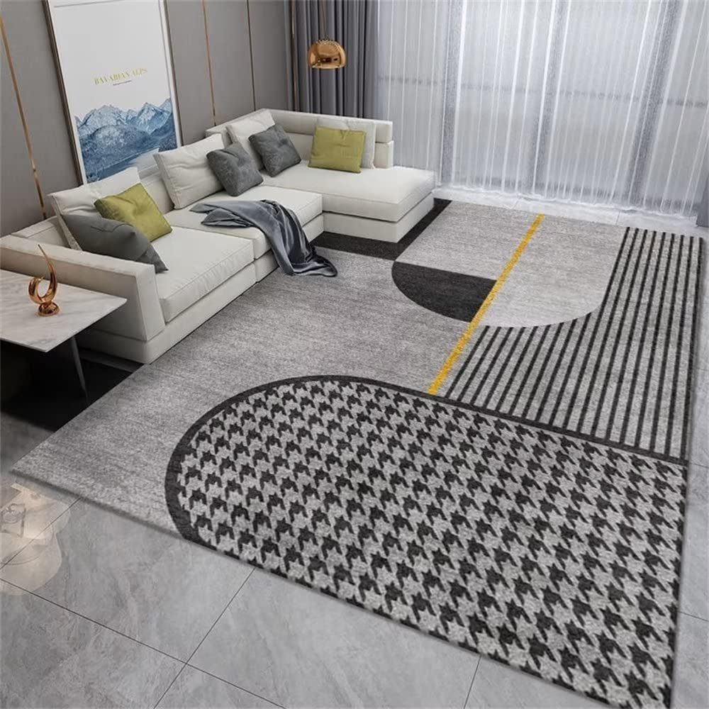 Tapis de Prière Tapis Chambre Gris Doux Motif Géométrique Style Facile à Nettoyer et Confortable Tapis de Chambre Tapis pour Salon 70X140cm