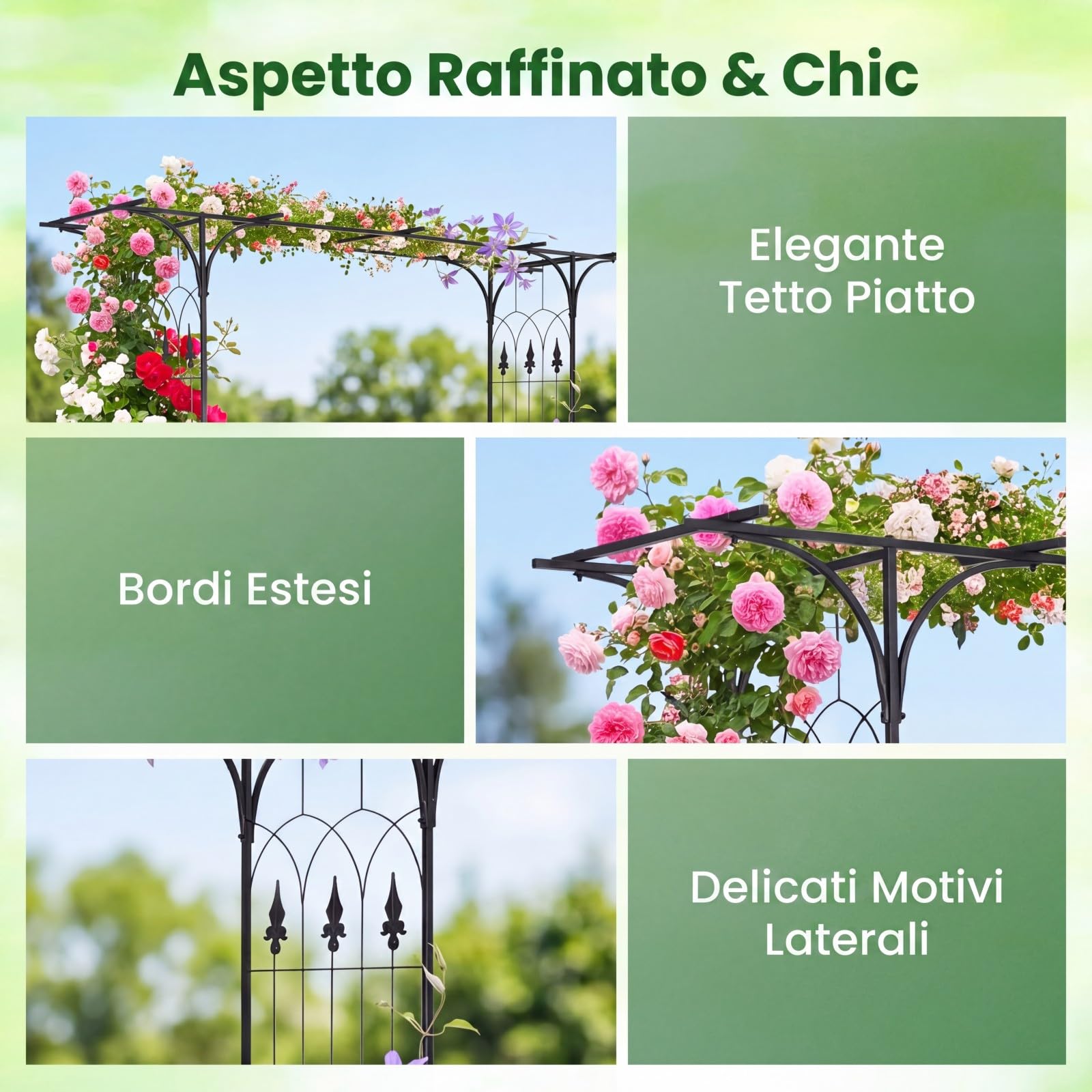 GYMAX Arco da Giardino, Pergolato Esterno per Piante Rampicanti