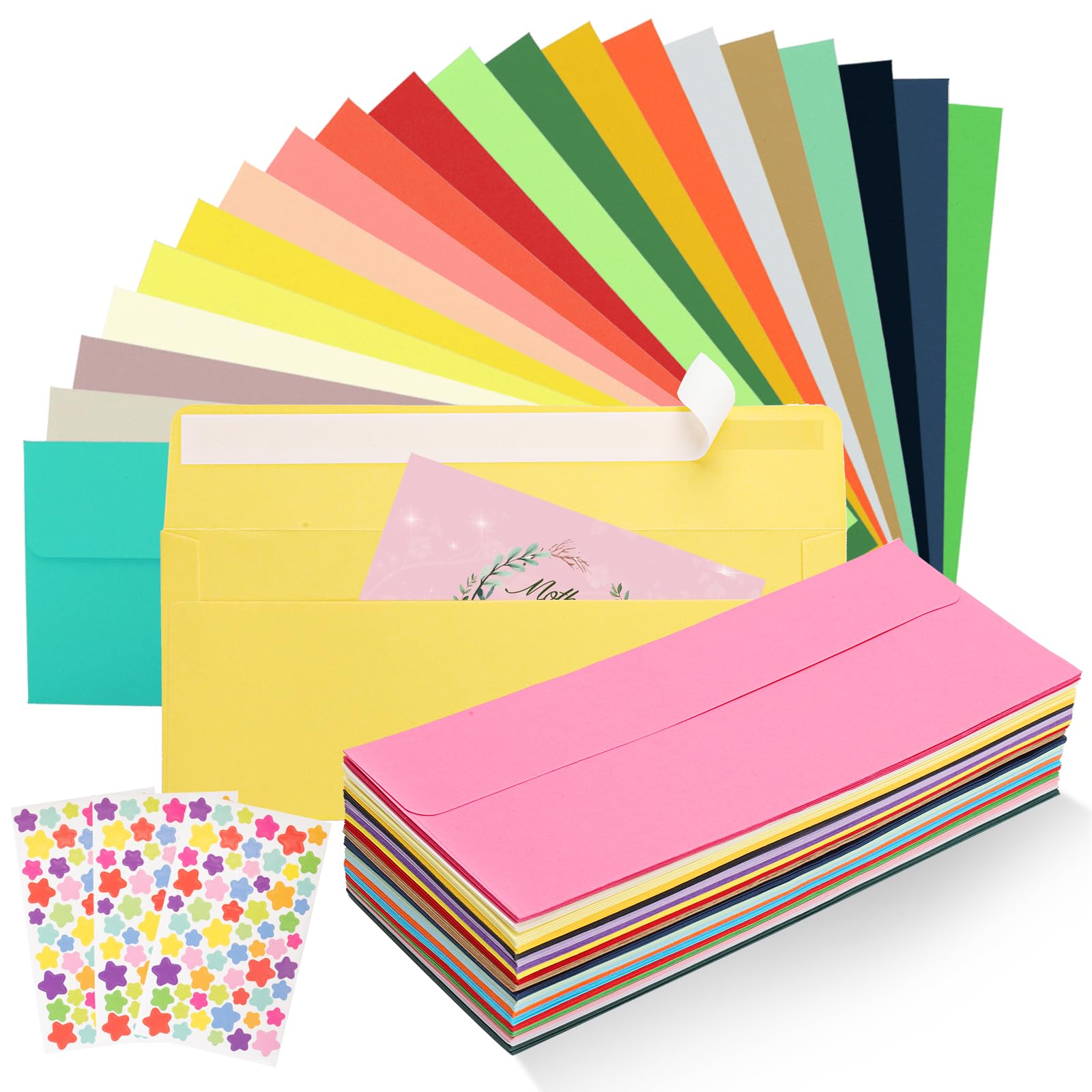 Multicolor Envelope Pack 50 Pack Colorful #10 Business Envelopes - Self  Seal Standard Size Envelopes 4 X 9.4 Inches Colorful Invitation Envelopes, image size:1600x1600
