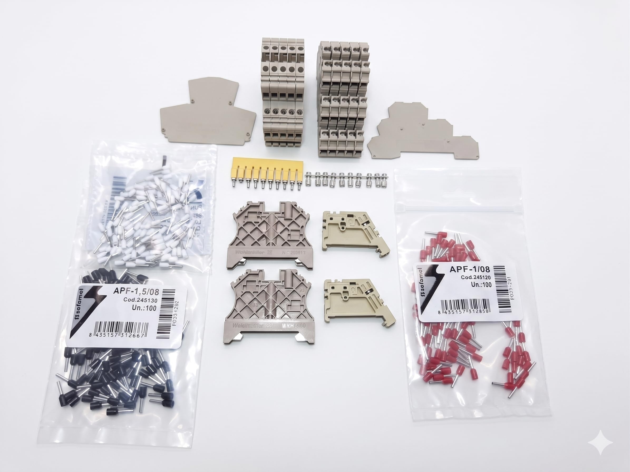 Bornas Weidmüller dobles y triples para kit de automatización industrial IEC