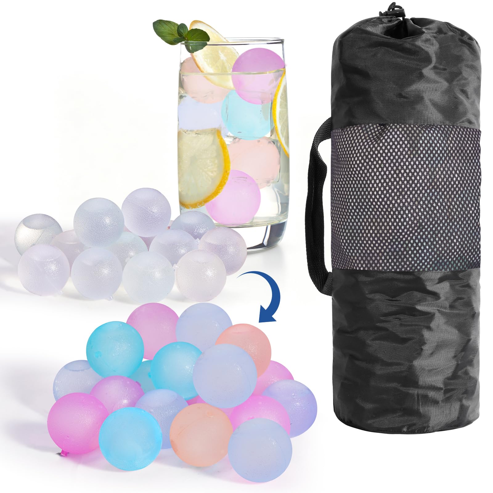 380 Pack Reusable Ice Cubes for Drinks, BPA-Free Plastic Ice Cubes, Refreezable & Washable Ice Cubes Reusable Without Diluting for Whiskey, Coffee, Parties, Camping & Ice Bath