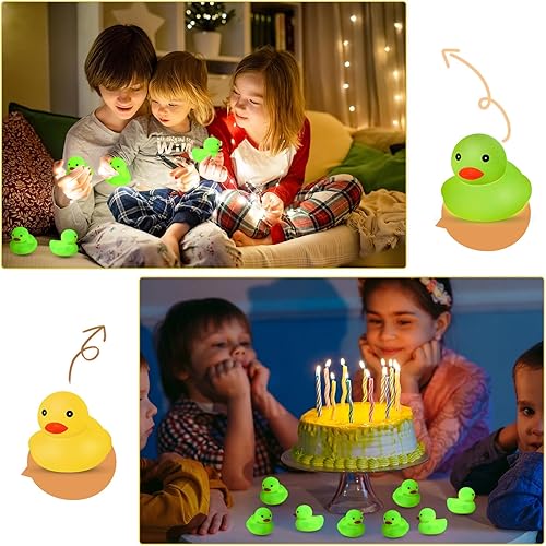 Miniatura 7 de Syhood Patos luminosos de goma a granel, juguetes flotantes de baño de bañera de 2.2 pulgadas, mini patos fluorescentes, pato de San Valentín para