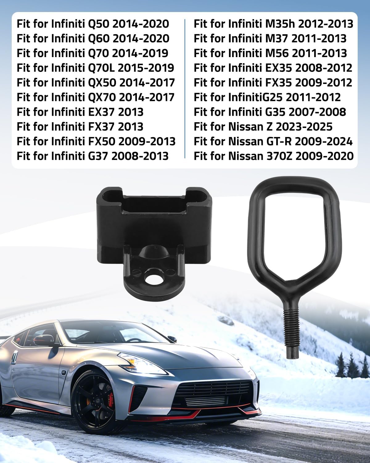 2 Pcs Hood Latch Striker with Cover Fits for Nissan 370Z GT-R Infiniti G37 EX37 G37 M37 Q50 Q60 QX50 FX50, Front Bonnet Hood Lock Striker, Replacement 65617-JF00A 65602-JK00A