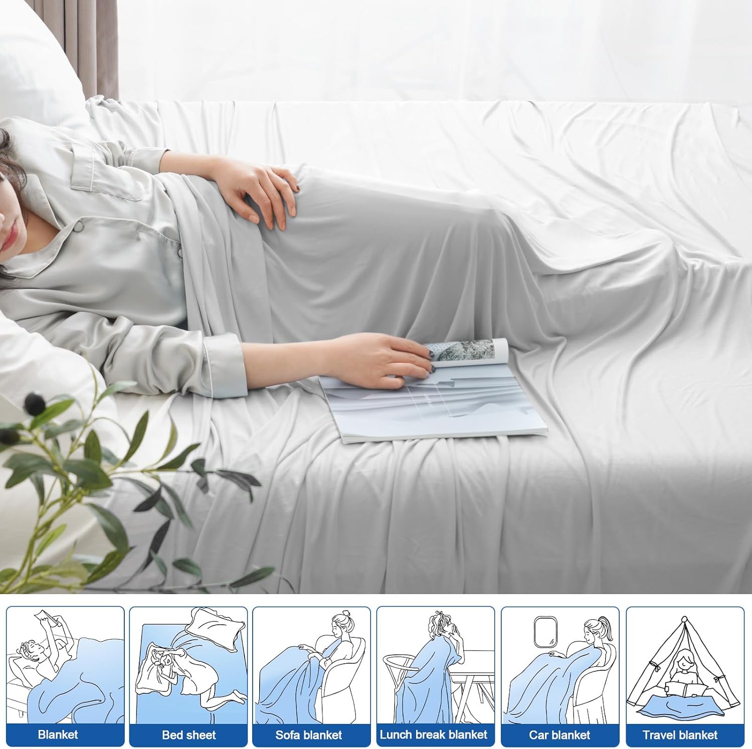 David's Home 100% Nylon Cooling Blanket Grey Th US