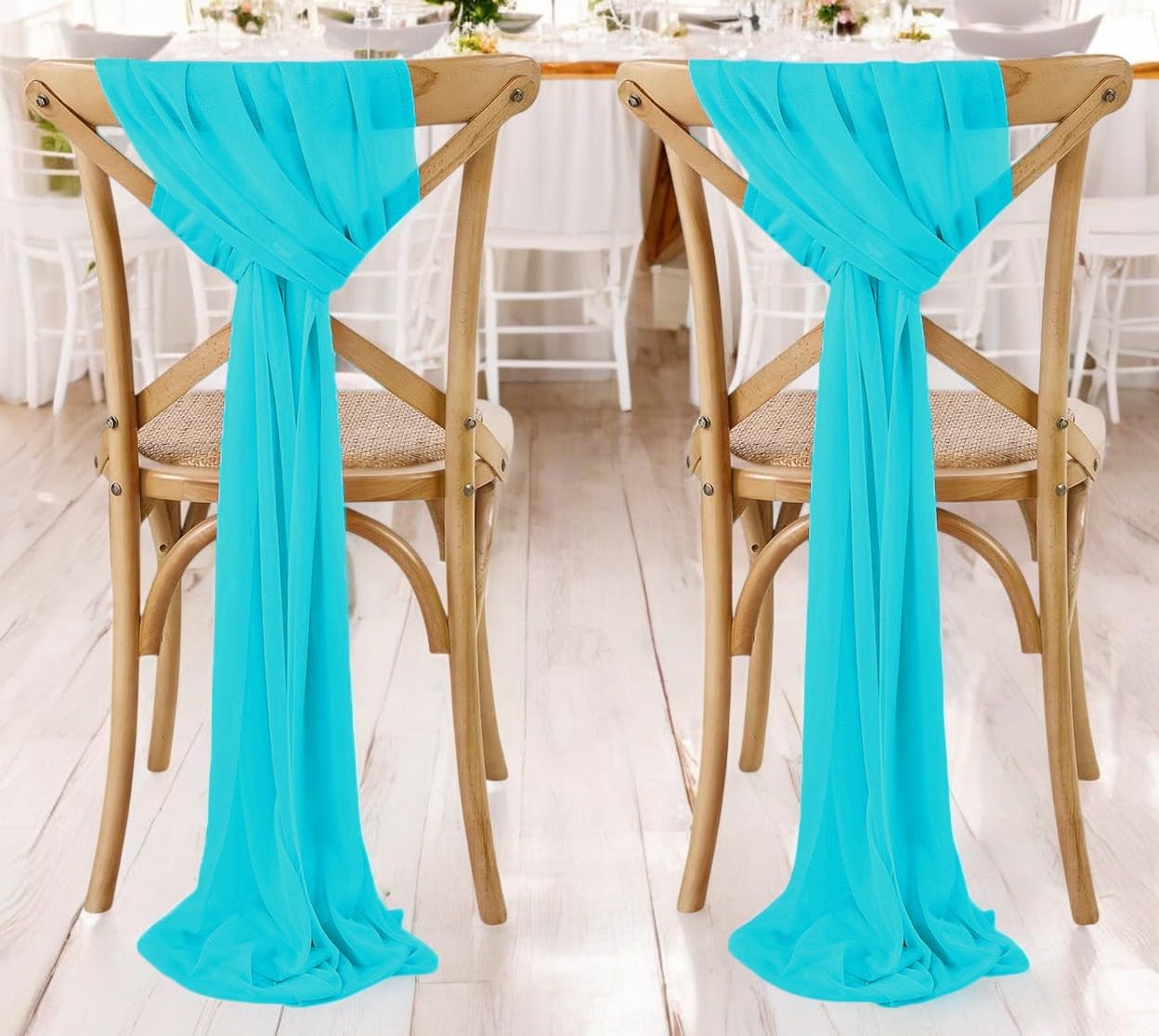 MDS Pack of 50 Chiffon Chair Sashes Bows for Wedding Events Supplies, Decorations for Birthday Parties, Graduations, Engagements, Chair Sashes fits