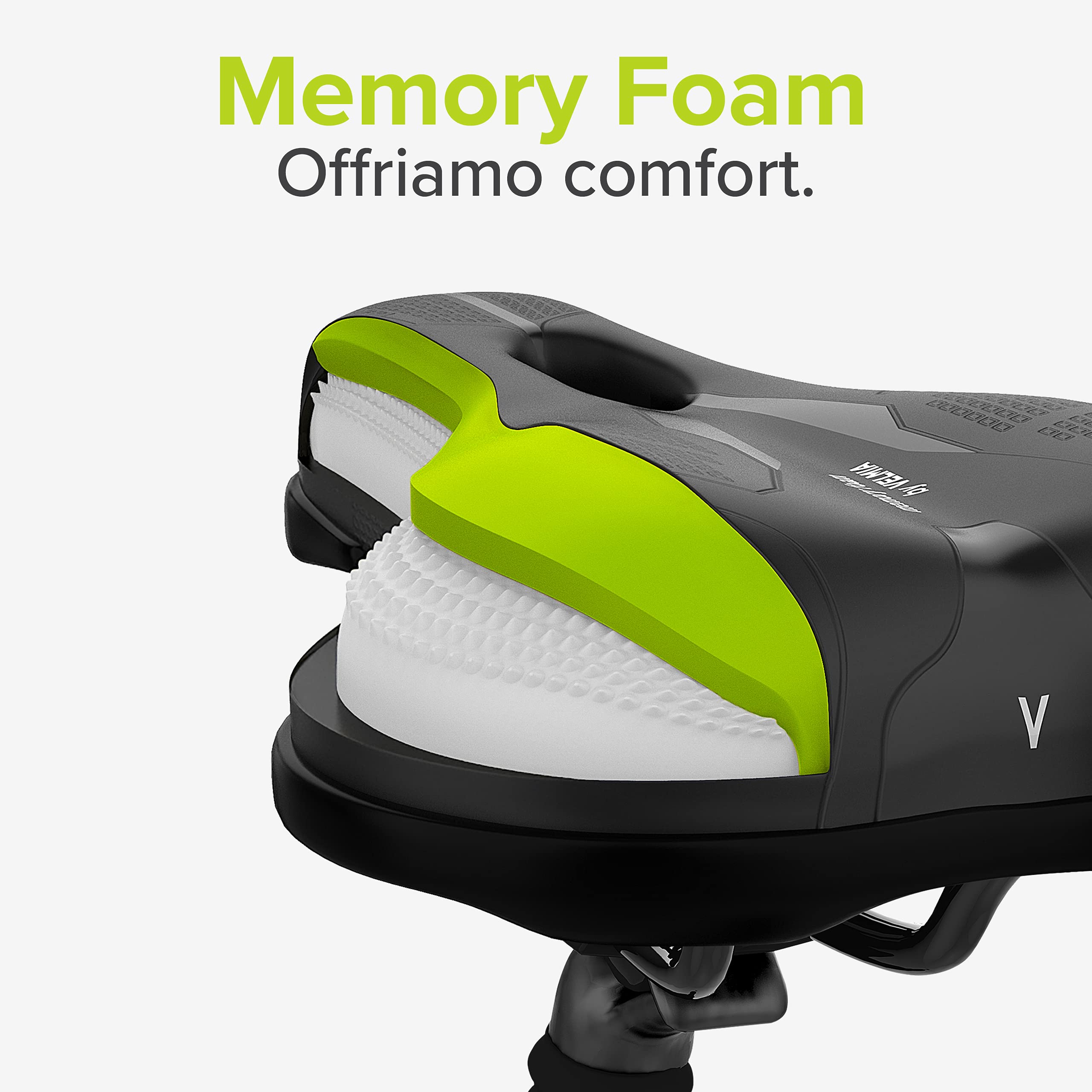 Velmia Sella Bici Comoda in Memory Foam I Sella per Bicicletta con Concetto di 3 Zone Ergonomiche per Uomini e Donne I Sella per Bici per City, MTB e Strada