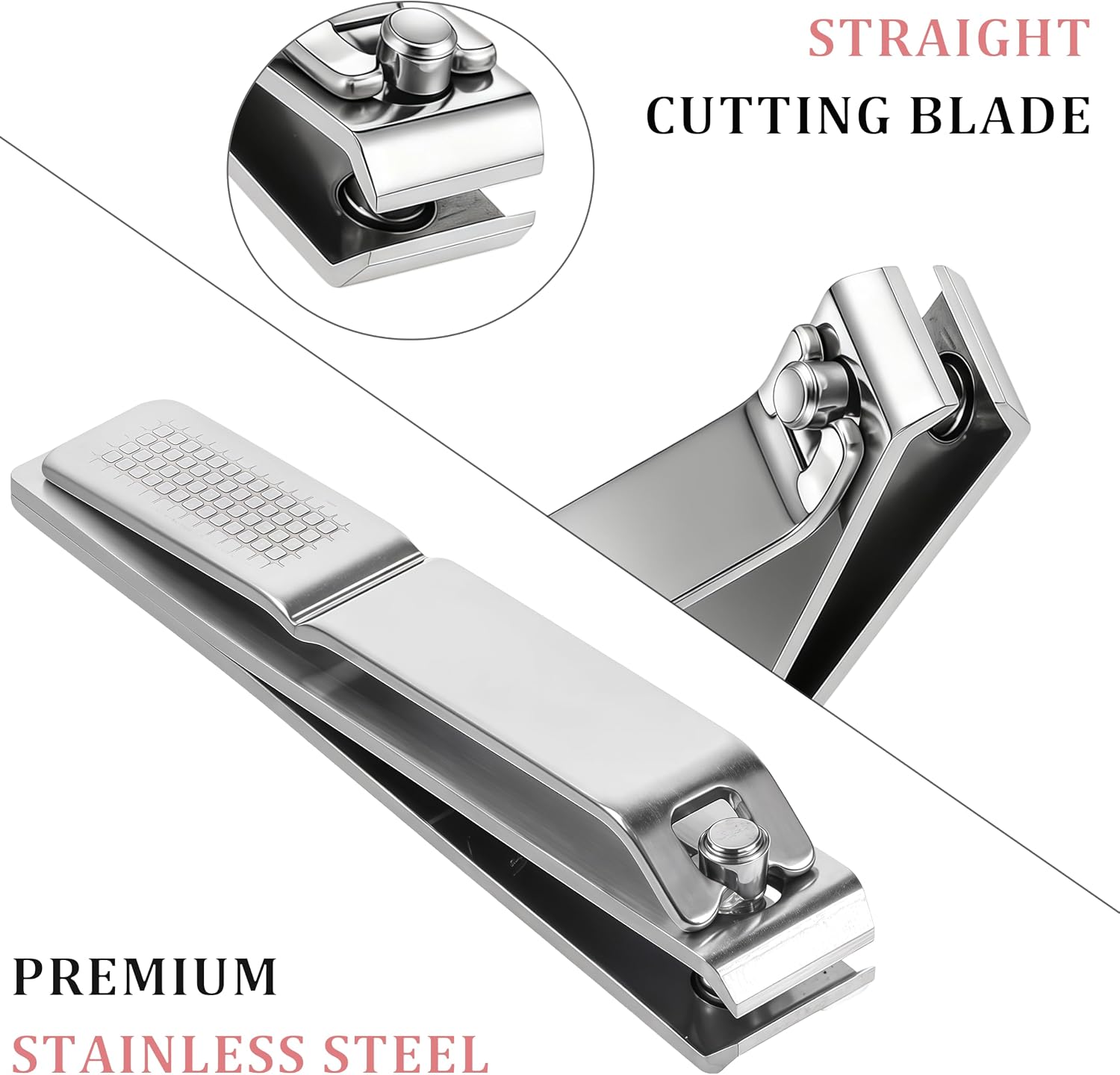8-Pack Straight Edge Nail Clippers, Stainless Steel Nail Clippers, Large Bulk Nail Clipper Set for Thick Toe Nails, Portable Travel Fingernail Toenail Clippers for Men Women Adults Seniors