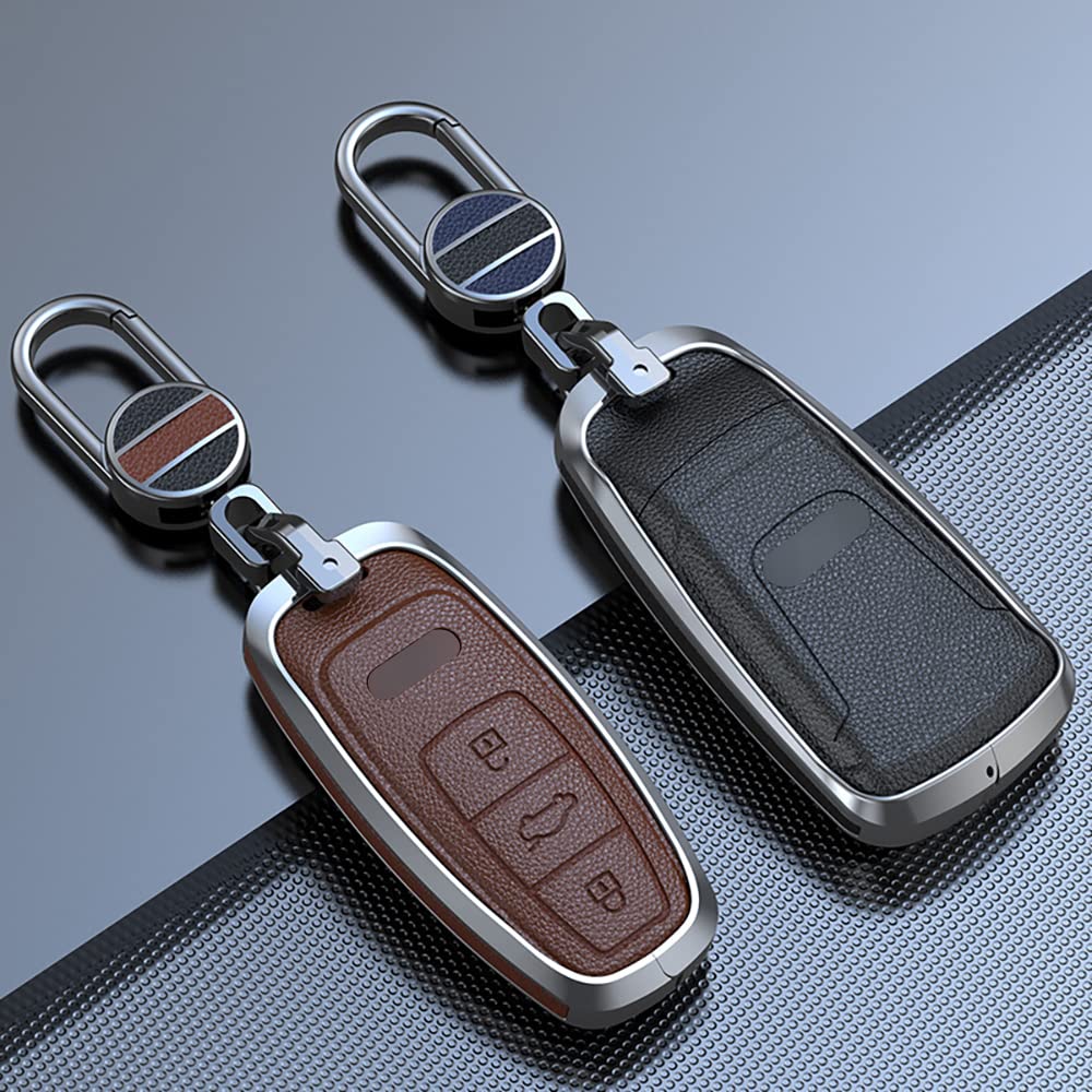 ontto Custodia per Chiave Auto, Adatta per Q5 Q7 S3 S4 S5 S6 S7 S8 SQ5 RS5 RS7 A4 A5 A6 A7 A8 Keyless Telecomando Portachiavi in Silicone Custodia Portachiavi Argento
