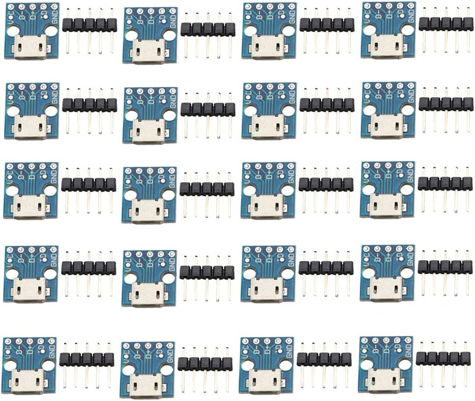 20PCS Micro USB to DIP 5-Pin Pinboard 2.54mm Power Adapter Board 5V Breakout Converter Module for DIY USB Power Supply Breadboard Design