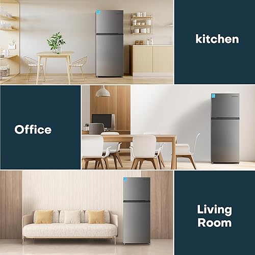 Miniatura 7 de Upstreman ENERGY STAR - Refrigerador de doble puerta de 11.6 pies cúbicos en acero inoxidable con congelador superior de gran capacidad,