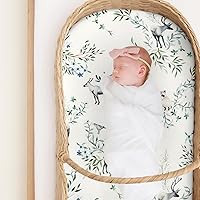 Vista 101 de Juego de 2 sábanas elásticas ultra suaves para moisés, ajuste universal para moisés, cesta de moisés, colchón rectangular ovalado, seguro y cómodo