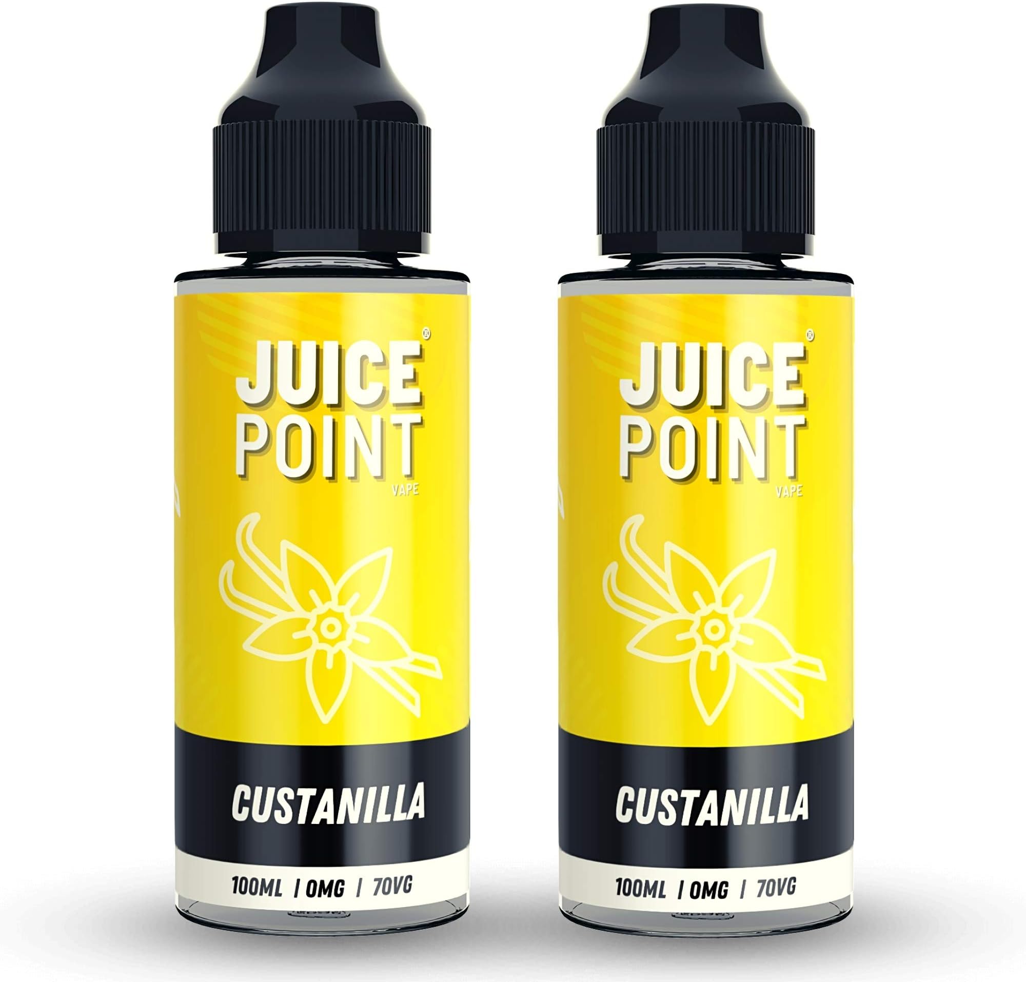 Twin Pack - 2 x 100ml Custanilla Vape Liquid - 70VG/30PG Vape Juice | 0mg with No Nicotine | Premium Flavoured eJuice | 120ml Bottle Short Filled with 100ml e-liquid | 200ml Shortfill by JuicePoint