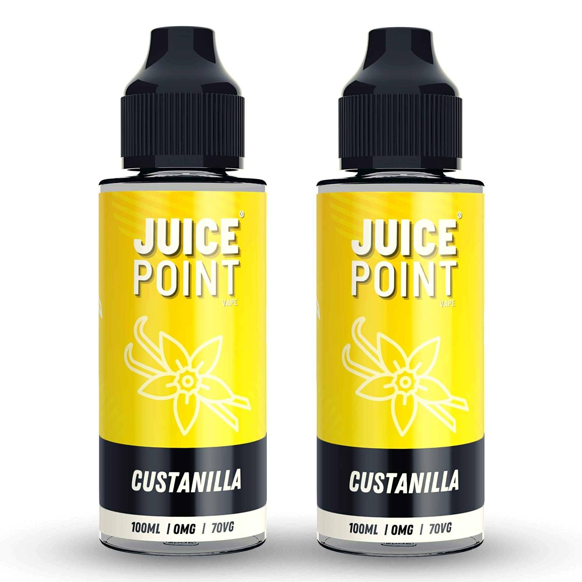 Twin Pack - 2 x 100ml Custanilla Vape Liquid - 70VG/30PG Vape Juice | 0mg with No Nicotine | Premium Flavoured eJuice | 120ml Bottle Short Filled with 100ml e-liquid | 200ml Shortfill by JuicePoint