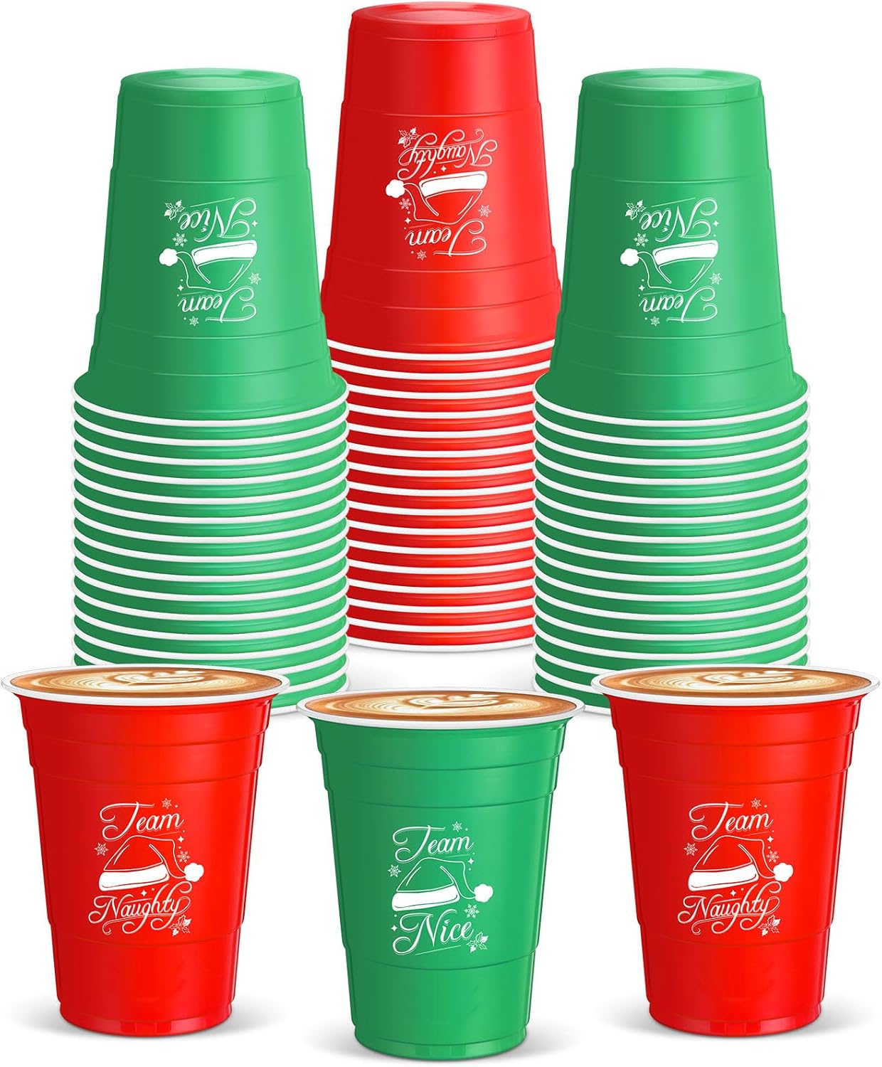 Yaomiao 50 Pieces Christmas Party Cups Bulk Christmas