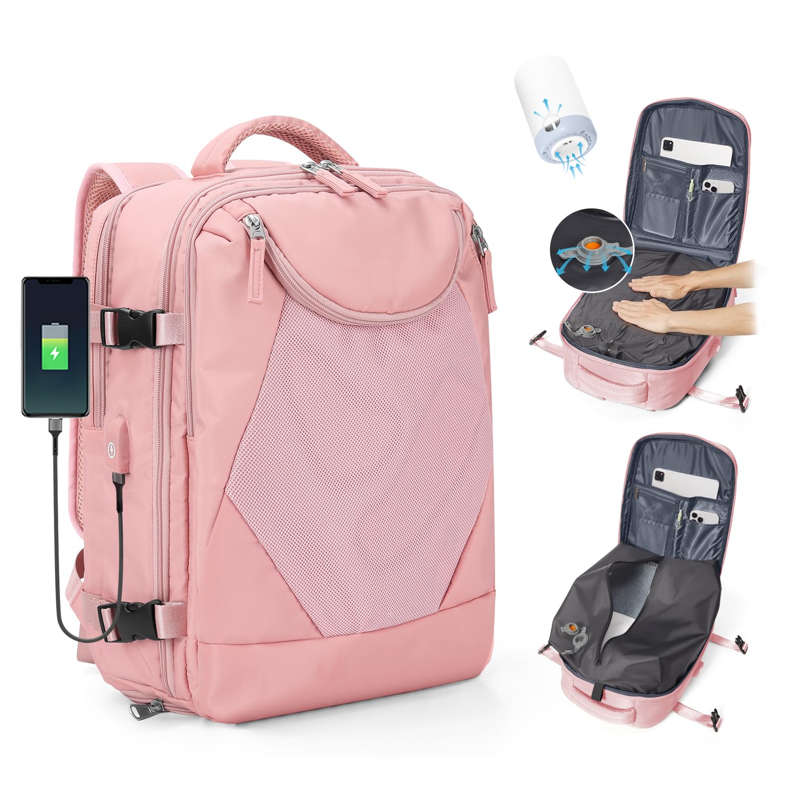 SZLX Zaino Ryanair 40x30x20 Sottovuoto Bagaglio a Mano 40x20x25 Donna Zaino da Viaggio 40x30x20 Wizzair Borse da Cabina per Easyjet 45x36x20 Uomo per Laptop 14 Pollici con Porta USB e Porta Scarpe
