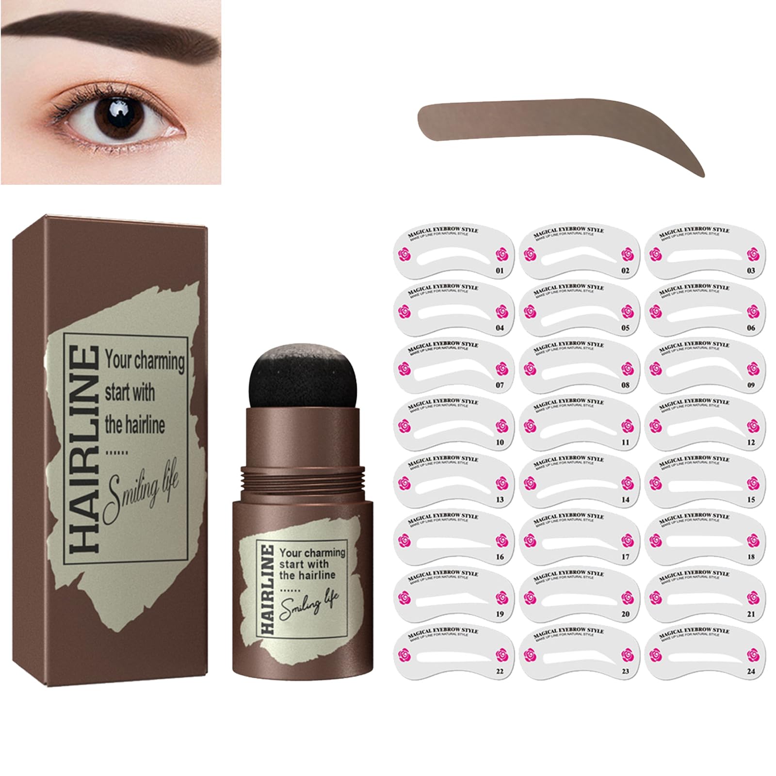 KOAHDE Juego de Sellos de Cejas,Kit de Sello de Cejas,Plantilla de Sello de Cejas,Sello de Cejas Resistente al Agua,Juego de Plantillas para Cejas,Kit De Estampado Y Modelado De Cejas Para Mujeres
