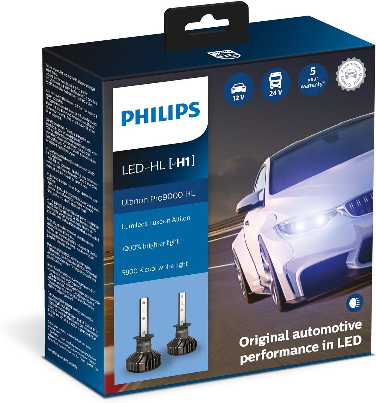 Philips Ultinon Pro9000 LED Car Headlight Bulb H1, set of 2