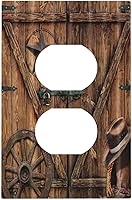 Vista 112 de Cubierta de interruptor de luz basculante de palanca de 2 bandas con textura de tablón rústico, diseño floral de mariposa y margarita