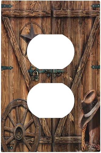 Miniatura 112 de Cubierta de interruptor de luz basculante de palanca de 2 bandas con textura de tablón rústico, diseño floral de mariposa y margarita